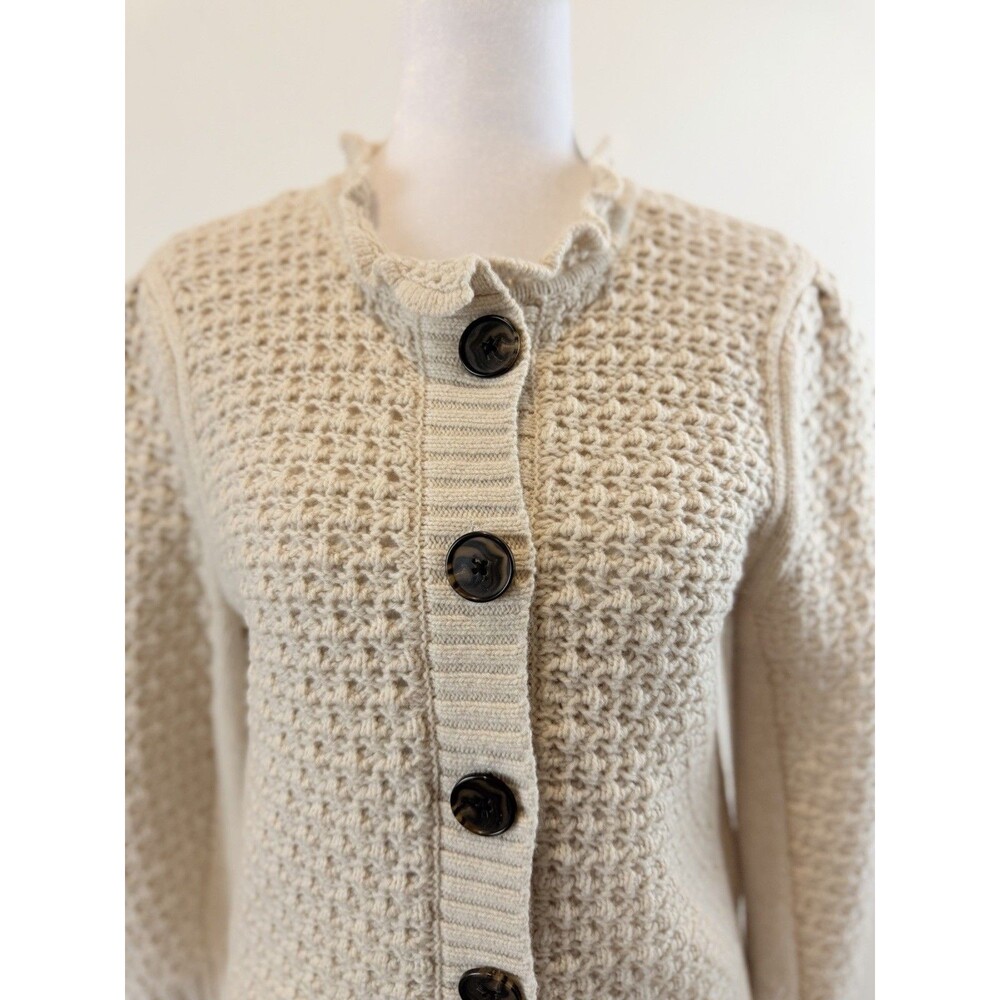 Madewell Waffle Knit Cardigan Sweater Oatmeal Beige Small